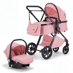 Movebaby™ 3 in 1 Kinderwagen met Autostoel | Luxe Opvouwbare Kinderwagen vanaf Geboorte | Lichtgewicht Aluminium Frame Movebaby