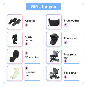 Movebaby™ 3 in 1 Kinderwagen met Autostoel | Luxe Opvouwbare Kinderwagen vanaf Geboorte | Lichtgewicht Aluminium Frame Movebaby
