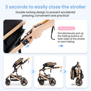 Movebaby™ 3-in-1 Kinderwagen met Autostoel – Luxe Uitvoering | Inclusief 9 Accessoires Movebaby