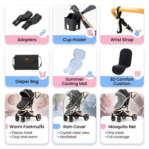 Movebaby™ 3-in-1 Kinderwagen met Autostoel – Luxe Uitvoering | Inclusief 9 Accessoires Movebaby