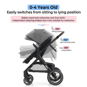 Movebaby™ Luxe 3-in-1 Kinderwagen – Omkeerbaar & Compleet | 9 Accessoires Inbegrepen Movebaby