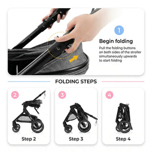 Movebaby™ Luxe 3-in-1 Kinderwagen – Omkeerbaar & Compleet | 9 Accessoires Inbegrepen Movebaby