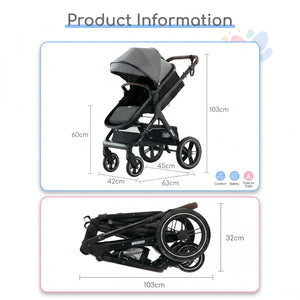 Movebaby™ Luxe 3-in-1 Kinderwagen – Omkeerbaar & Compleet | 9 Accessoires Inbegrepen Movebaby