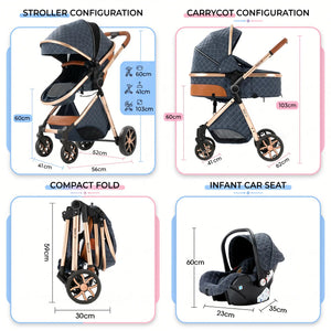 Movebaby™ 3-in-1 Kinderwagen – Lichtgewicht & Opvouwbaar | Geschikt vanaf Geboorte Movebaby