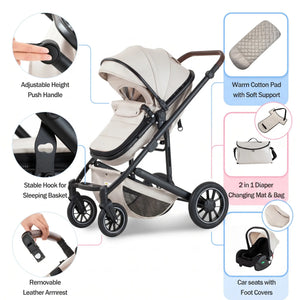 Movebaby™ 3-in-1 Kinderwagen met Autostoel – Tot 20 KG | Compleet met Accessoires Movebaby