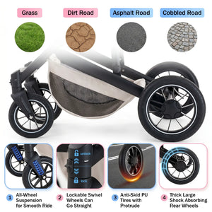 Movebaby™ 3-in-1 Kinderwagen met Autostoel – Tot 20 KG | Compleet met Accessoires Movebaby