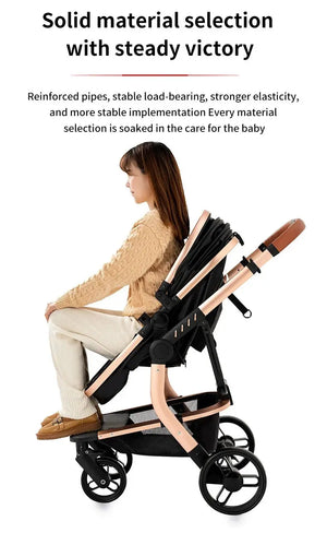 Movebaby™ 518 Kinderwagen 3-in-1 | Lichtgewicht Vierwielige Kinderwagen voor Pasgeborenen Movebaby