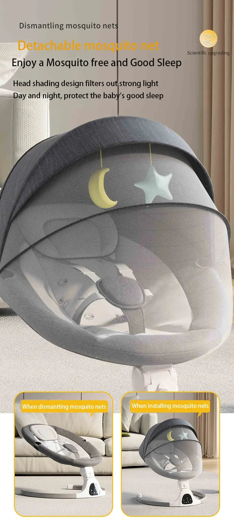 Movebaby™ Elektrische Baby Schommelstoel – Met Afstandsbediening en Muziekfunctie – Tot 15KG Movebaby