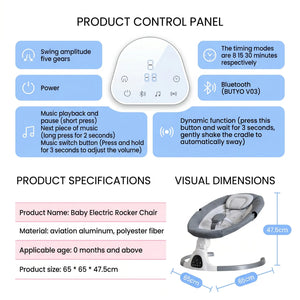 Movebaby™ Elektrische Baby Schommelstoel met Afstandsbediening – Vanaf Geboorte tot 15 KG Movebaby