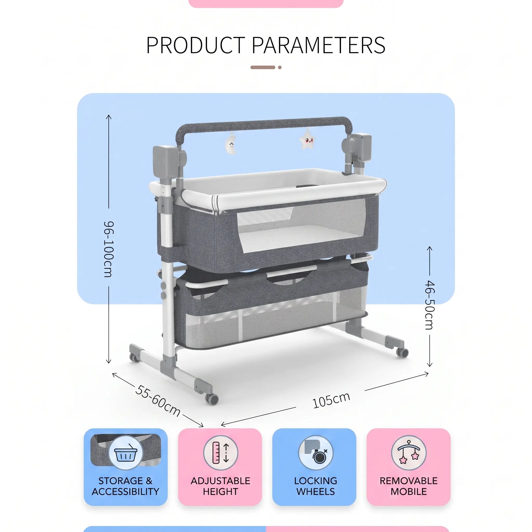 Movebaby™ Schommelbed met Klamboe – Wieg & Speelbed | Tot 80 KG Movebaby